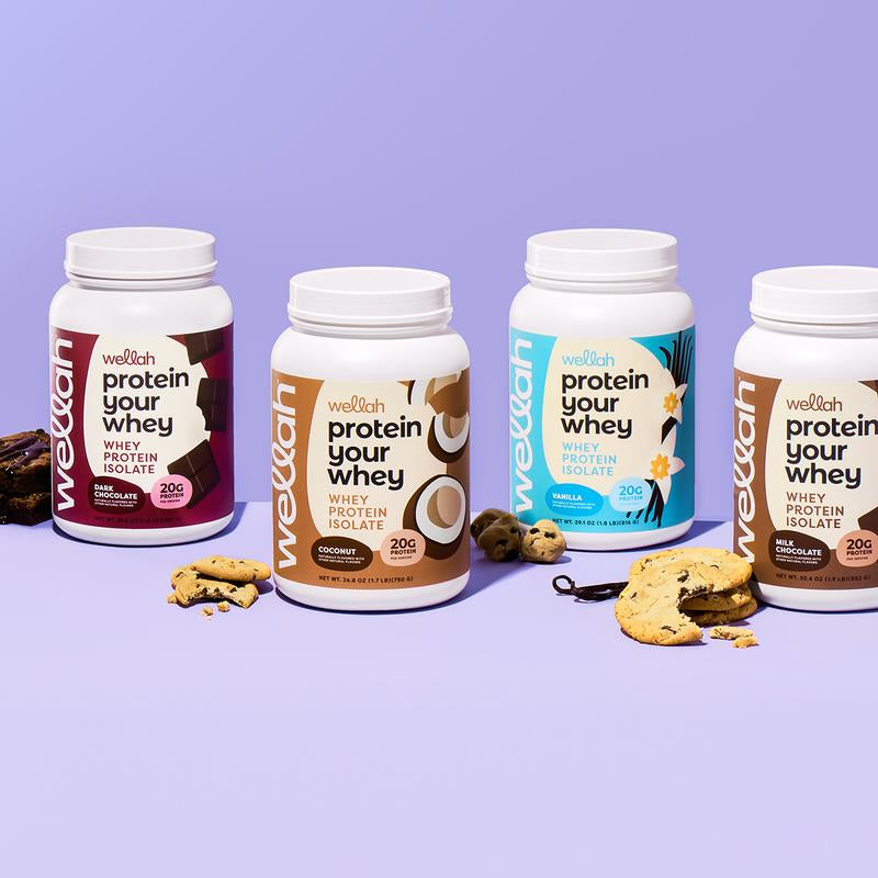 Wellah Grass-Fed Whey Protein | Protein Supplement | 20G of Protein per Serving | 30 Servings