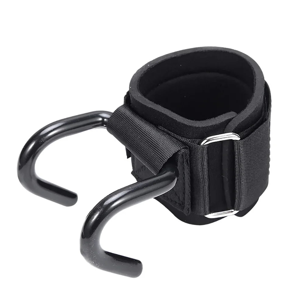Adjustable Strong Steel Hook Grips Straps Weight Lifting Strength Training Gym Fitness Black Wrist Support Lift Straps