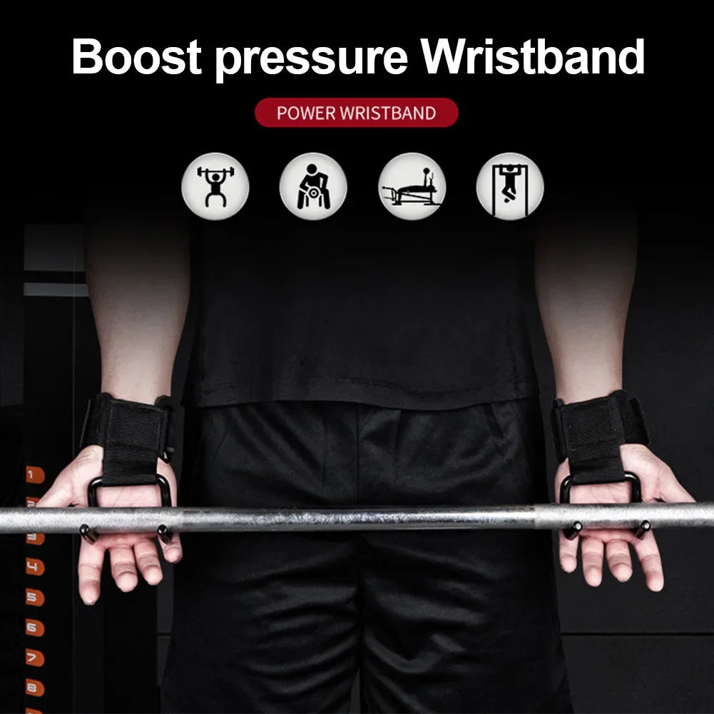 Adjustable Strong Steel Hook Grips Straps Weight Lifting Strength Training Gym Fitness Black Wrist Support Lift Straps